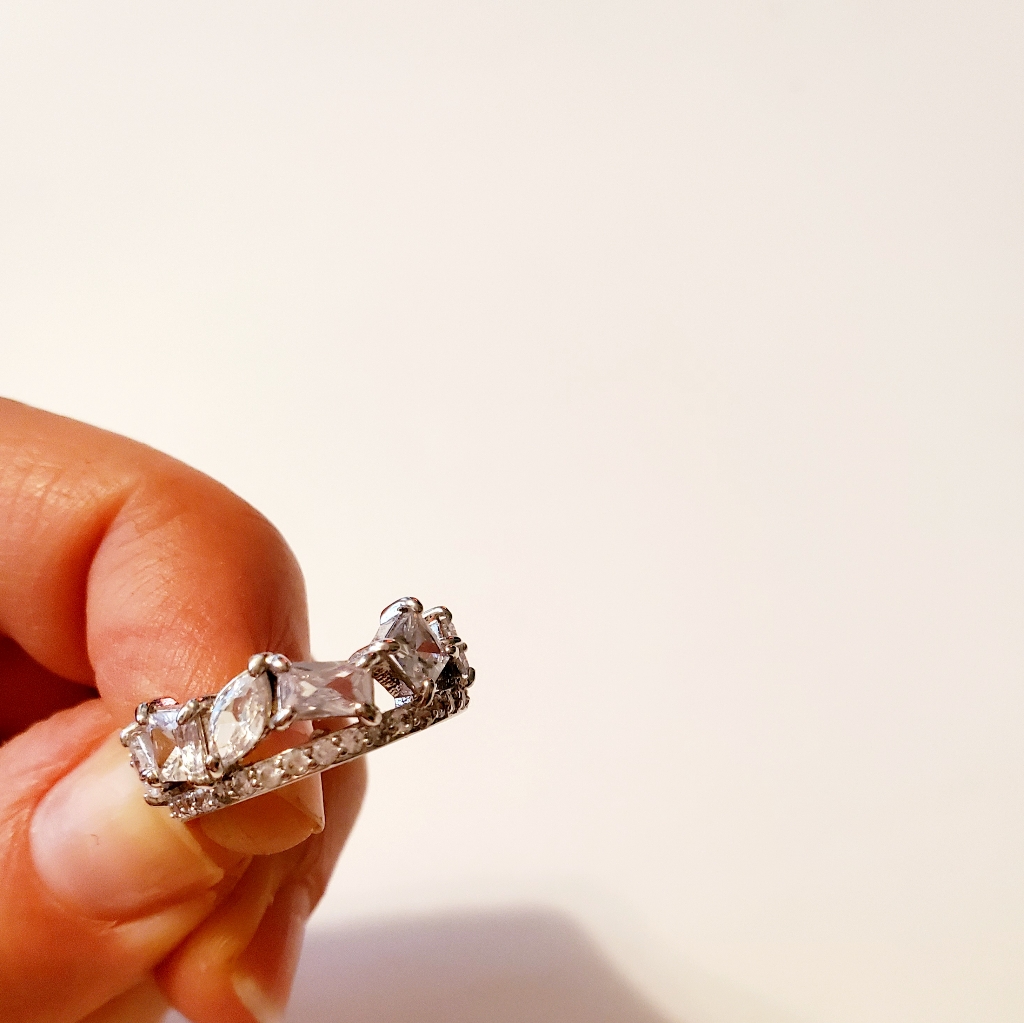 Silver Multi Shape Crystal Ring